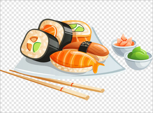 فایل دوربری شده و کارتونی غذاهای چینی (سوشی) با فرمت png