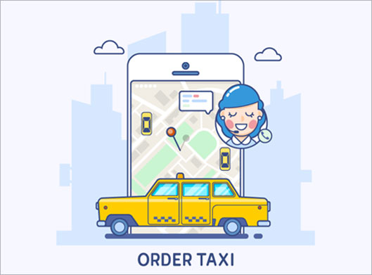 وکتور لایه باز با طرح رزرو تاکسی با گوشی همراه