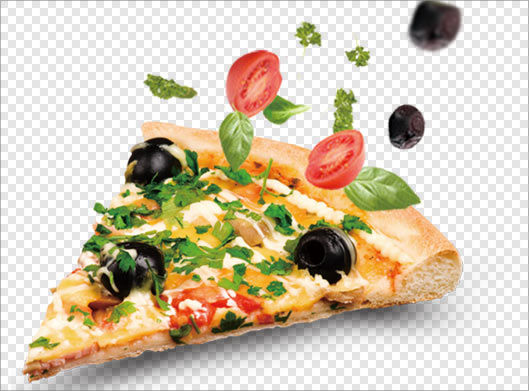 تصویر دوربری شده یک تکه از پیتزا با پسوند png