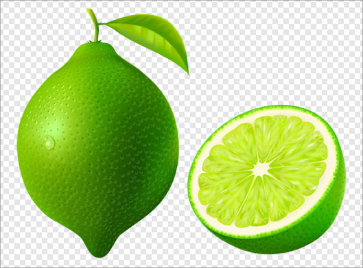 فایل png و ترانسپرنت لیمو ترش سبز رنگ بصورت قاچ شده