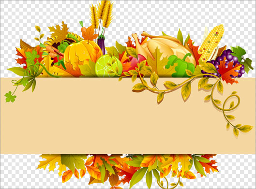 فایل png دوربری شده بنر با میوه و برگ های پاییزی