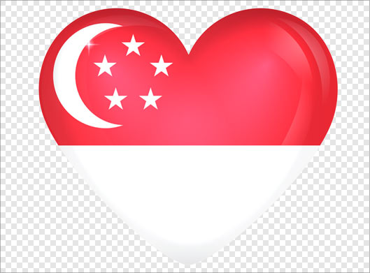 فایل png پرچم کشور سنگاپور بصورت قلب