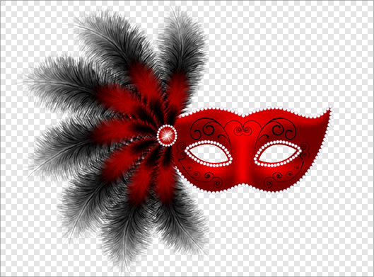 فایل png ماسک و نقاب قرمز رنگ با تزئین پر