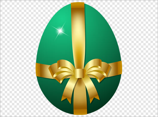 تصویر دوربری شده تخم مرغ سبز با روبان طلایی