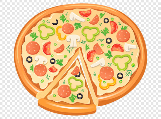 تصویر دوربری شده پیتزا قاچ شده بصورت png