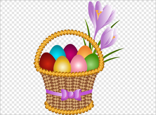 فایل ترانسپرنت با طرح گل زعفران ، سبد و تخم مرغ های رنگی