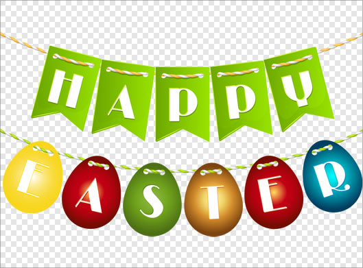 طرح دوربری شده المان تزئینی آویزی با متن Happy Easter