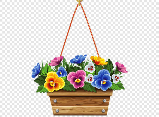 فایل png گلدان گل و گل های بنفشه رنگی