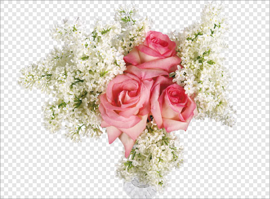 دانلود تصویر بدون زمینه گلدان گل با گلهای رز و یاس با فرمت png