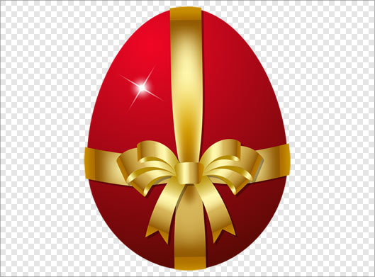 فایل png تخم مرغ قرمز و روبان طلایی