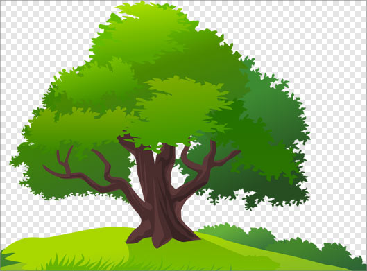 فایل png دشت سبز و درخت بصورت ترانسپرنت