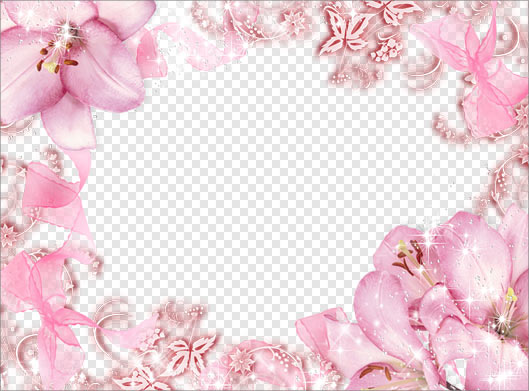 تصویر دوربری شده قاب و فریم با طرح گلهای لیلیوم با پسوند png