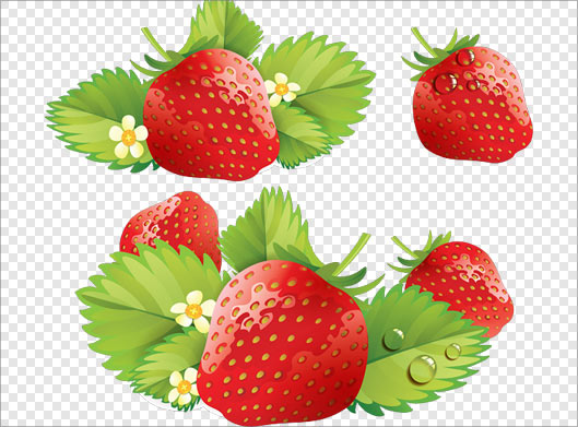 فایل png انواع مختلف توت فرنگی با برگ