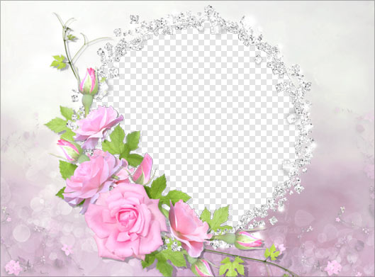 دانلود فایل دوربری شده فریم و قاب با طرح گلهای رز صورتی
