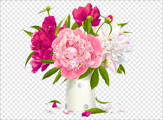 فایل png گلدان با گلهای زیبای چند پر