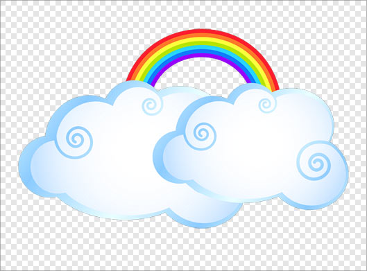 فایل png با طرح گرافیکی ابر و رنگین کمان