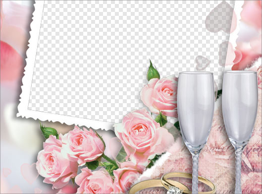 فایل png فریم و قاب با گلهای رز صورتی