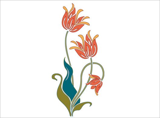 وکتور لایه باز طرح تذهیبی گل لاله نقاشی شده