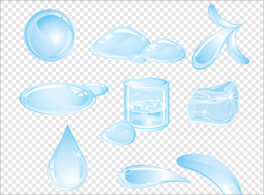 دانلود تصویر دوربری شده و ترانسپرنت مجموعه یخ و قطرات آبی آب با فرمت png