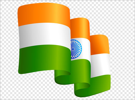 دانلود فایل دوربری شده و ترانسپرنت پرچم کشور هند چروک شده با فرمت png
