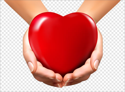 فایل ترانسپرنت دوربری شده قلب قرمز در دست با پسوند png