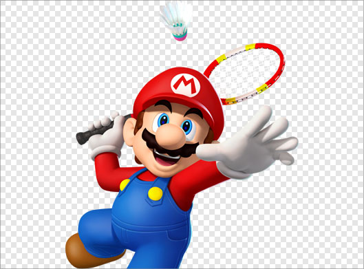 فایل ترانسپرنت و دوربری شده کاراکتر کارتونی بازی ماریو در حال تنیس بازی با پسوند png