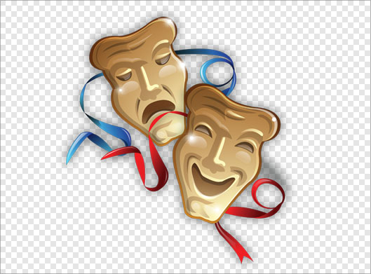 دانلود فایل png دوربری شده نمادهای تئاتر (خنده و گریه) یا ماسک های نمادین تئاتر