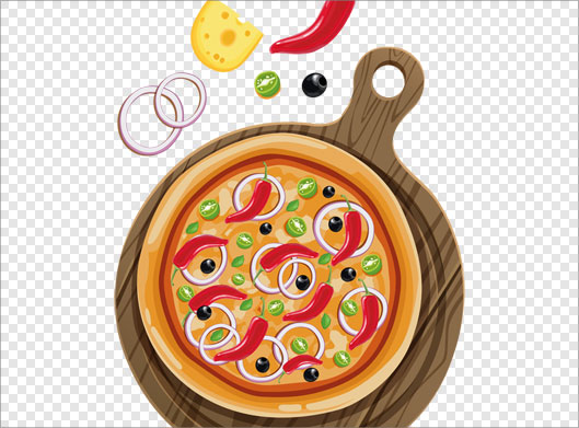 تصویر دوربری شده و ترانسپرنت پیتزا و مخلفات با فرمت png