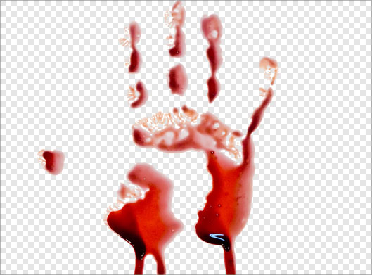 تصویر دوربری شده کف دست خونی شده رنگی قرمز با فرمت png