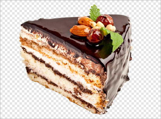 دانلود فایل png تکه ای از کیک شکلاتی کاکائویی