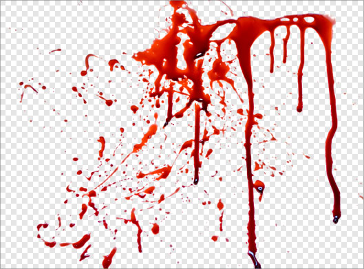 تصویر دوربری شده با طرح خون پاشیده و ریخته شده قرمز با فرمت png