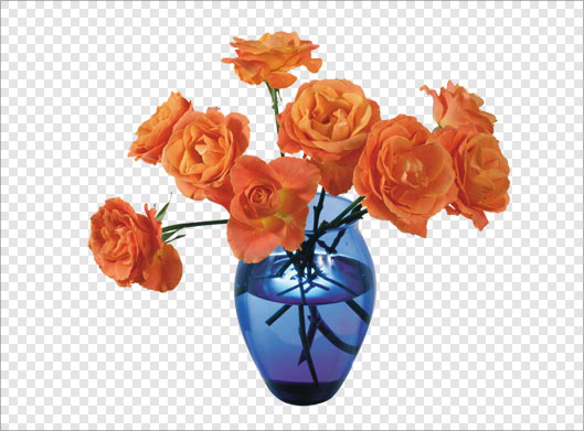 تصویر ترانسپرنت دوربری شده گلدان با گلهای رز با فرمت png