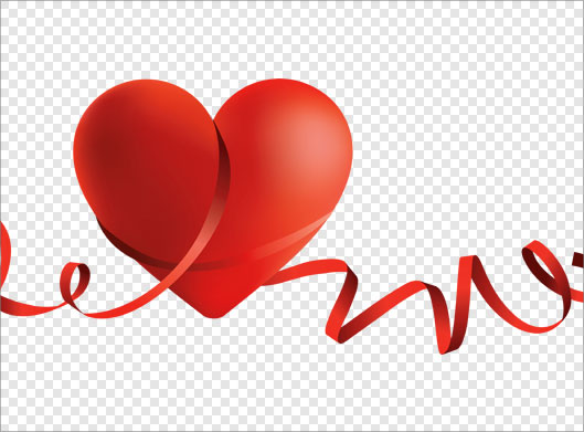 دانلود فایل دوربری شده و ترانسپرنت قلب قرمز و روبان با پسوند png