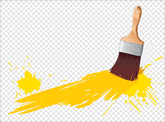 فایل ترانسپرنت دوربری شده قلم مو و رنگ زرد با پسوند png
