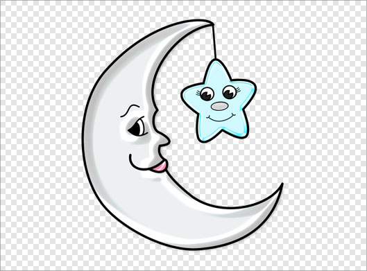 دانلود فایل png دوربری شده ماه و ستاره کارتونی