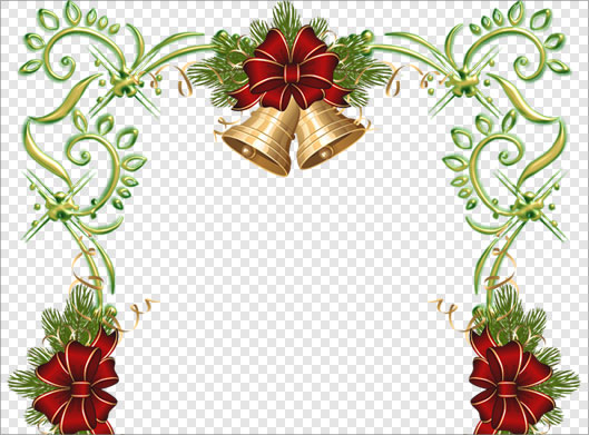 دانلود فایل png قاب و حاشیه روبان دار و زنگوله (قاب کریسمس)