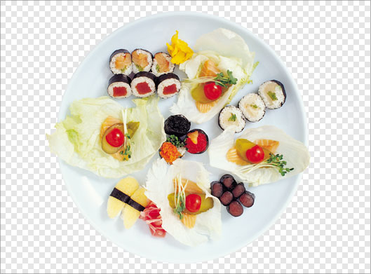 فایل png بشقاب غذا با خوراکی های سوشی چینی