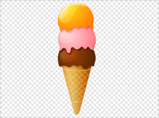 دانلود تصویر دوربری شده بستنی قیفی با طعم های مختلف با فرمت png