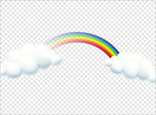 فایل Png با طرح گرافیکی و کارتونی رنگین کمان و ابر