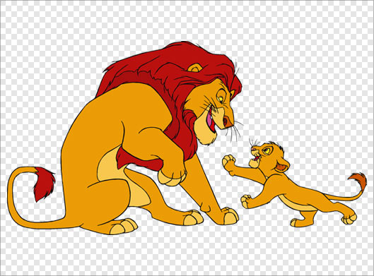 فایل png دوربری شده و ترانسپرنت کارتونی شیر و بچه (Lion)