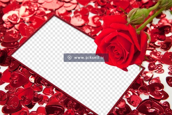فایل png ترانسپرنت و دوربری شده فریم و قاب با طرح گلهای رز و گلبرگهای رز قرمز