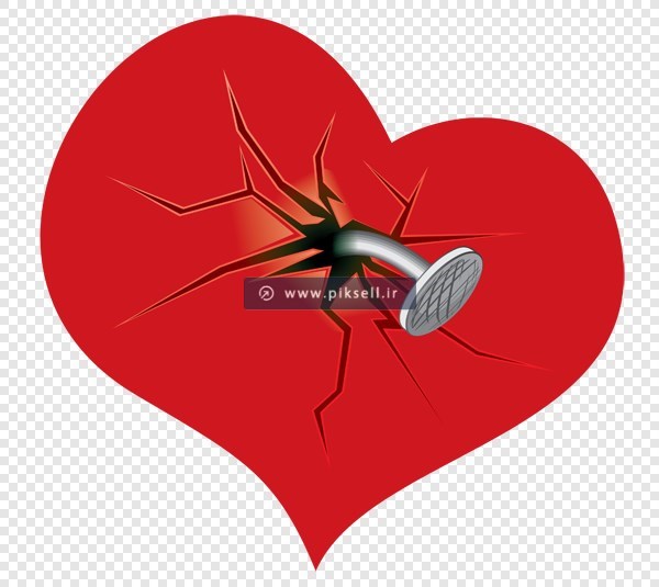 تصویر ترانسپرنت دوربری شده قلب قرمز و میخ در قلب با فرمت png