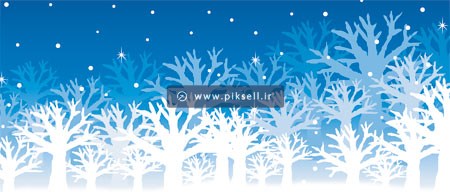 وکتور طرح پس زمینه گرافیکی درختها در زمستان برفی