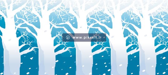 فایل لایه باز وکتور بکگراند کارتونی ساده با طرح درخت ها در برف