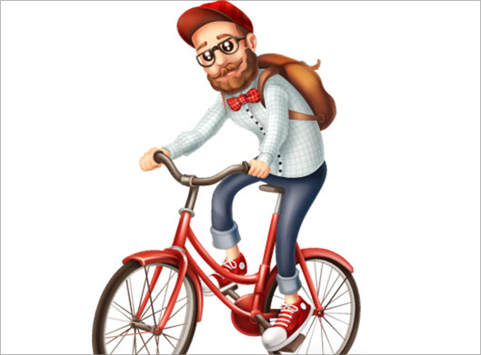 فایل لایه باز وکتور با طرح مرد جوان سوار بر دوچرخه