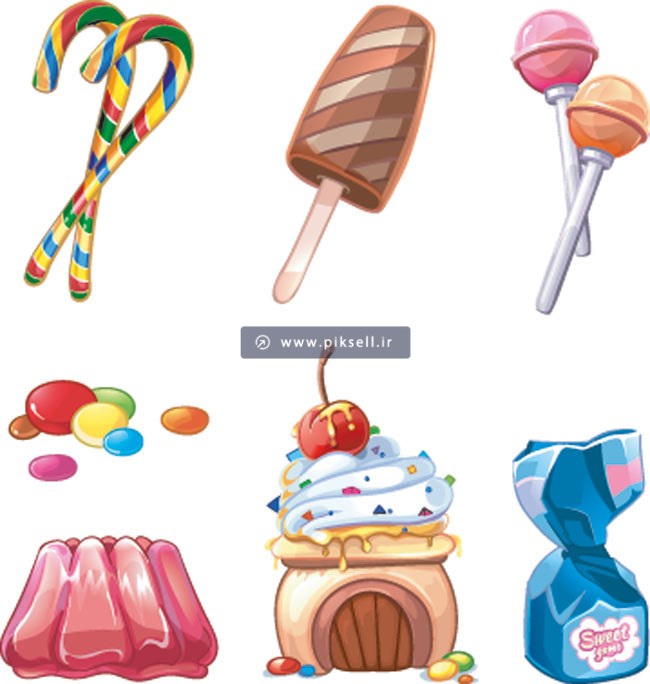 دانلود طرح گرافیکی و کارتونی انواع بستنی و شکلات و آبنبات