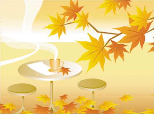 دانلود وکتور لایه باز طرح منظره پاییزی و میز و صندلی با فرمتهای eps و ai
