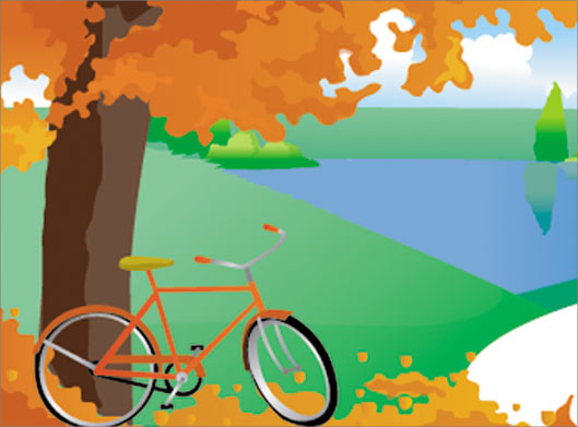 دانلود فایل آماده طرح گرافیکی و منظره پاییزی و دوچرخه با فرمتهای وکتور
