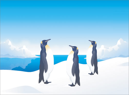 دانلود طرح کارتونی و گرافیکی پنگوئن ها در قطب جنوب با فرمتهای eps و ai