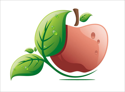 دانلود طرح وکتور لوگوی گرافیکی سیب قرمز و برگ سبز